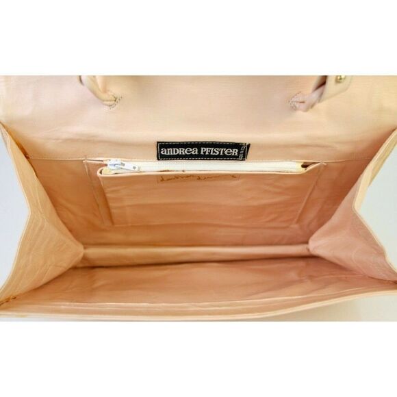 VTG ANDREA PFISTER ITALY CREAM BLUSH GENUINE LEATHER SHOULDER BAG XBODY PURSE - Picture 10 of 12